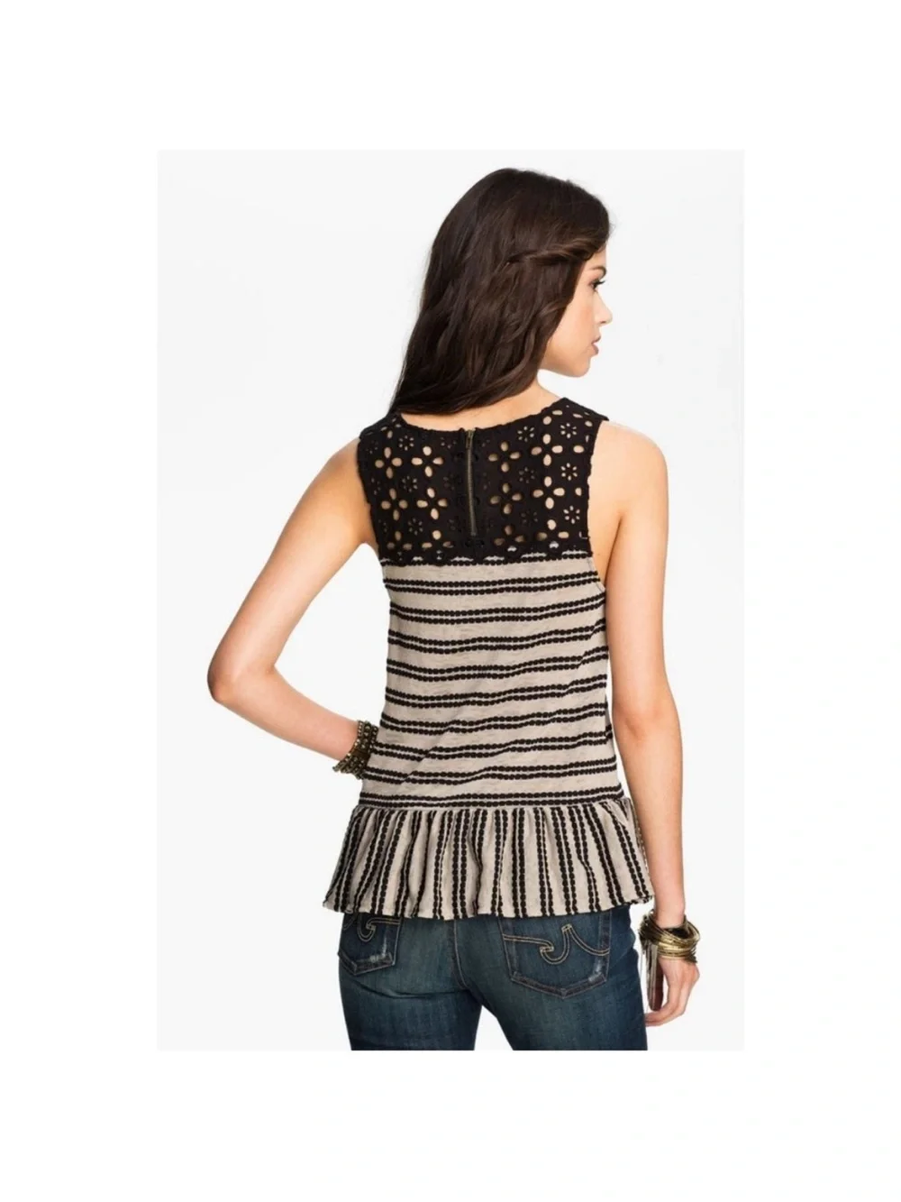 NWOT Free People “Molly” Retro Peplum Top, Size M